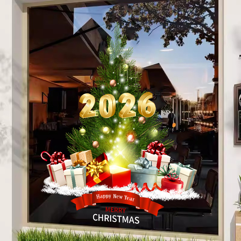 圣诞节装饰品静电橱窗贴纸玻璃门贴圣诞树贴画场景布置窗花其他