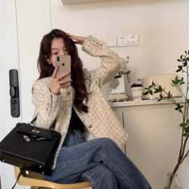 小个子小香风外套女秋季法式名媛感韩系短款夹棉毛呢上衣