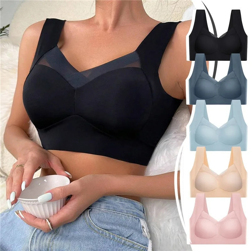 All-In-One Fixed Cup Seamless Nude Underwear Ice Silk Thin Push-Up Beautiful Back Wrap Chest Wire-Free Sports Bra All-In-One Fixed Cup Seamless Nude Underwear Ice Silk Thin Push-Up Beautiful Back Wrap Chest Wire-Free Sports Bra