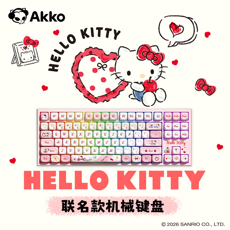 Akko 5087 V5 Hellokitty Co-Branded Mechanical Keyboard, Cute Pink Series Gaming and Office Keyboard Akko 5087 V5 Hellokitty Co-Branded Mechanical Keyboard, Cute Pink Series Gaming and Office Keyboard