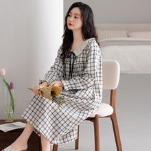 睡裙女纯棉春秋季梭织棉纱布薄款长袖2025年新款睡衣裙全棉家居服