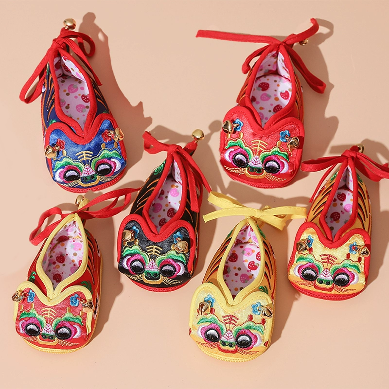 Детские туфли с головой тигра Мужские и женские годовалые 1 сотня дней туфли ручной работы