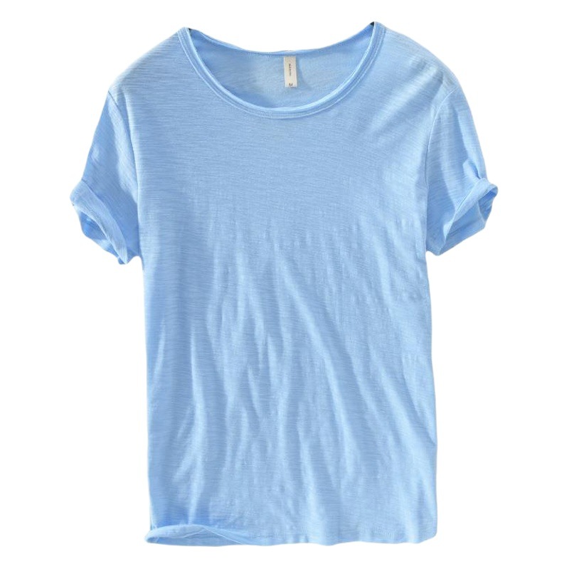 L213 Short-sleeved T-shirt Pure Cotton Casual Short T-shirt Men's Solid Color Thin Round Neck Base Undershirt Men's One-piece Hair
