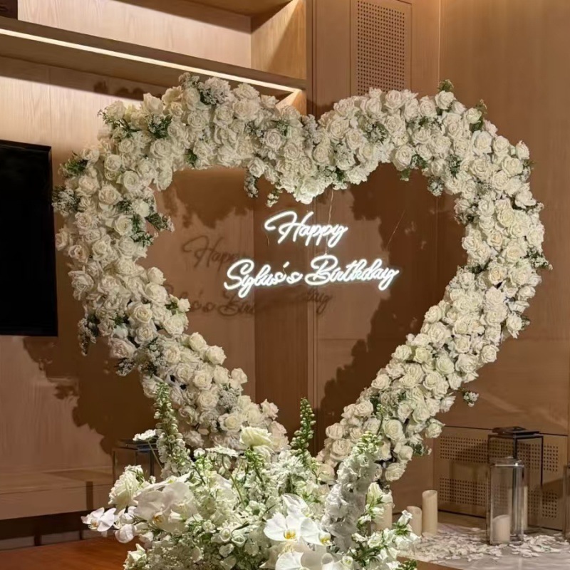 婚礼爱心拱门心形铁艺摆件背景花架户外弧形架子婚礼道具摆件|undefined