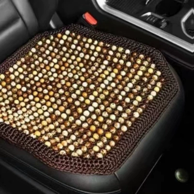 Natural Bodhi Seed Car Seat Cushion, Summer Ventilation Seat Cushion, Single Piece Three-Piece Set, Universal for All Seasons, Breathable Beads Wholesale (Seat cushion, seat cover) - hand-crocheted-transfer-color-single-square-mat-natural-preferred-bodhi-seeds
