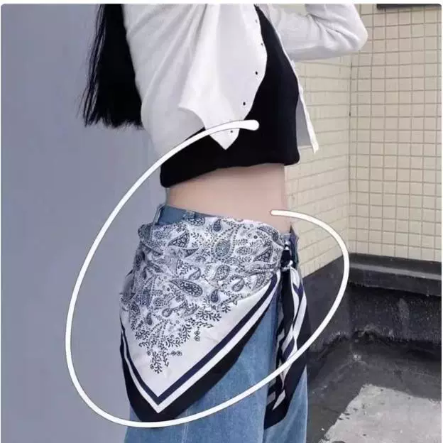 Аксессуары для талии, шелковый шарф, завязанный на талии, треугольный шарф на талии, поясной шарф в стиле хип-хоп, топ-труба, солнцезащитная шаль, которую можно носить снаружи.