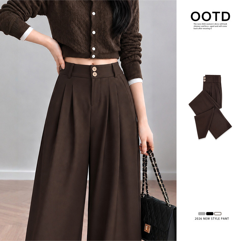 Plus-Size Women's Suit Pants 2026 New Autumn High-Waisted Pear-Shaped Body Casual Straight Thick Wide-Leg Pants Plus-Size Women's Suit Pants 2026 New Autumn High-Waisted Pear-Shaped Body Casual Straight Thick Wide-Leg Pants