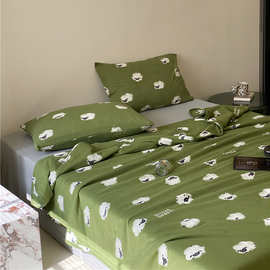 A类母婴级全棉针织棉夏凉被四件套印花机包边可机洗天竺棉空调被