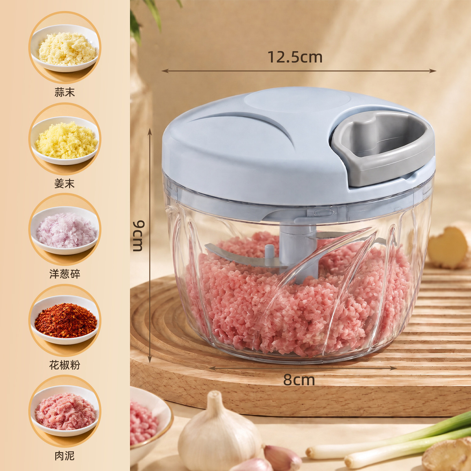 Picador Manual de Ajo a Cuerda de Plástico PP Multifuncional para Cocina image 8