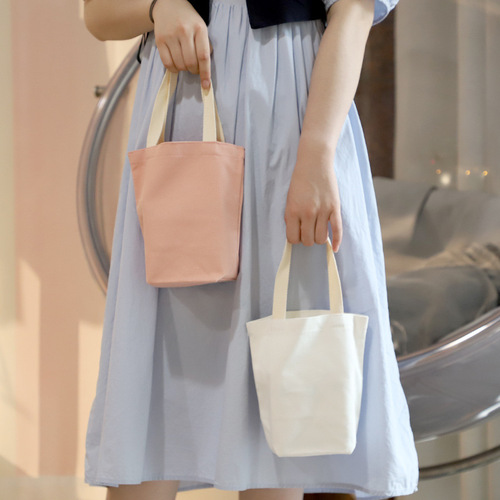 Monochrome Simple Canvas Coffee Cloth Bag Handbag Coin Purse Cup Cover Umbrella Protective Cover Universal Handbag