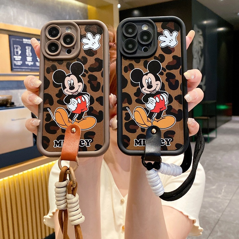 豹纹米奇手绳适用VIVO X200卡通手机壳S19PRO个性天眼阶梯软壳