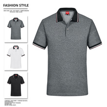 男装POLO衫短袖夏季翻领棉弹性休闲透气商务绅士爸爸中老年人上衣