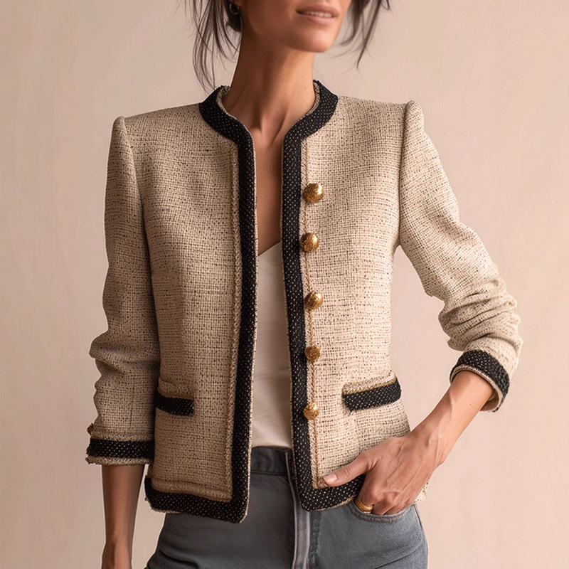 Women's Clothing, Small Fragrance, Ladylike White Short Long-Sleeved Jacket, Slim Fit Top, Tweed Bright Silk Women's Clothing, Small Fragrance, Ladylike White Short Long-Sleeved Jacket, Slim Fit Top, Tweed Bright Silk