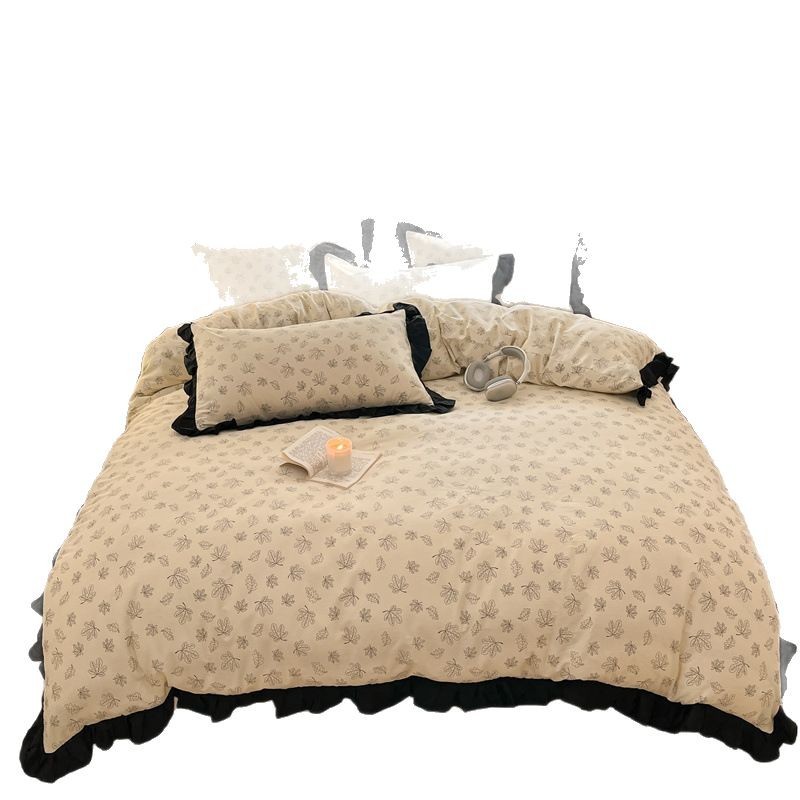 Nordic French Vintage Boho Pure Cotton Four-piece Bedding Suitable For All Seasons, Vintage Lace Duvet Cover, Three-piece Set, All-cotton Bedding,_voghion.com