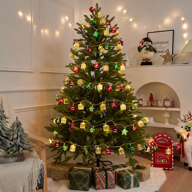 LED árbol de Navidad cadena de luces Papá Noel muñeco de nieve lámpara decorativa galvanizado batería de pentaco pequeña lámpara de color lámpara intermitente