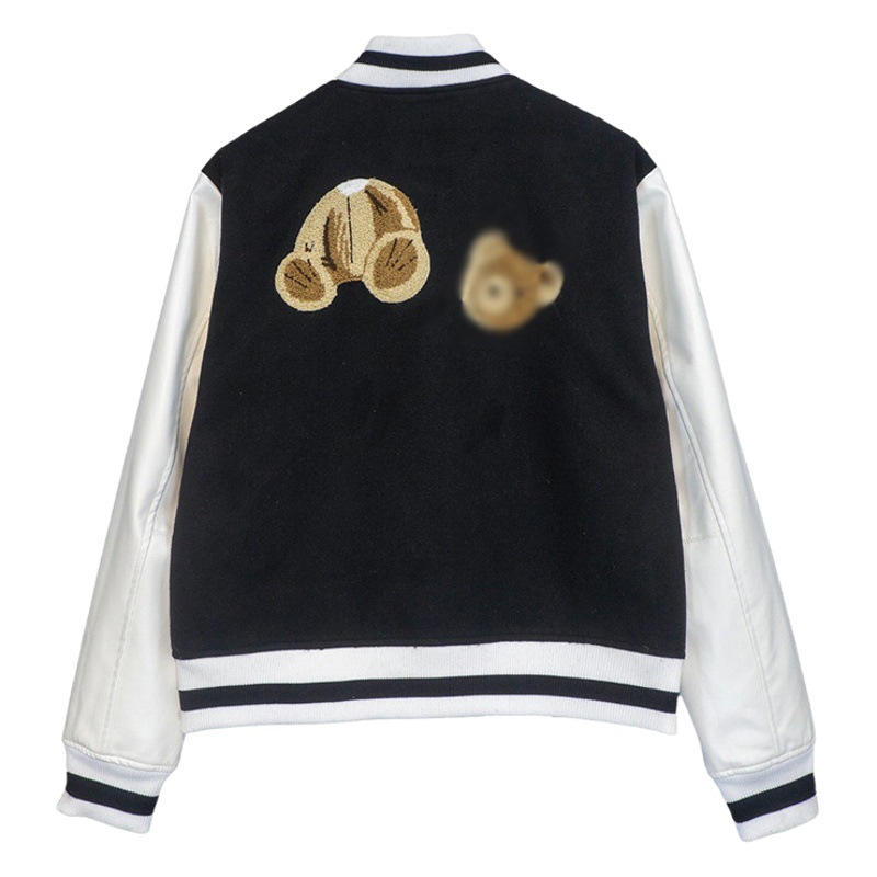 Primavera y otoño marca de moda roto oso suelta algodón verde bordado letras pareja chaqueta de béisbol chaqueta hombres y mujeres
