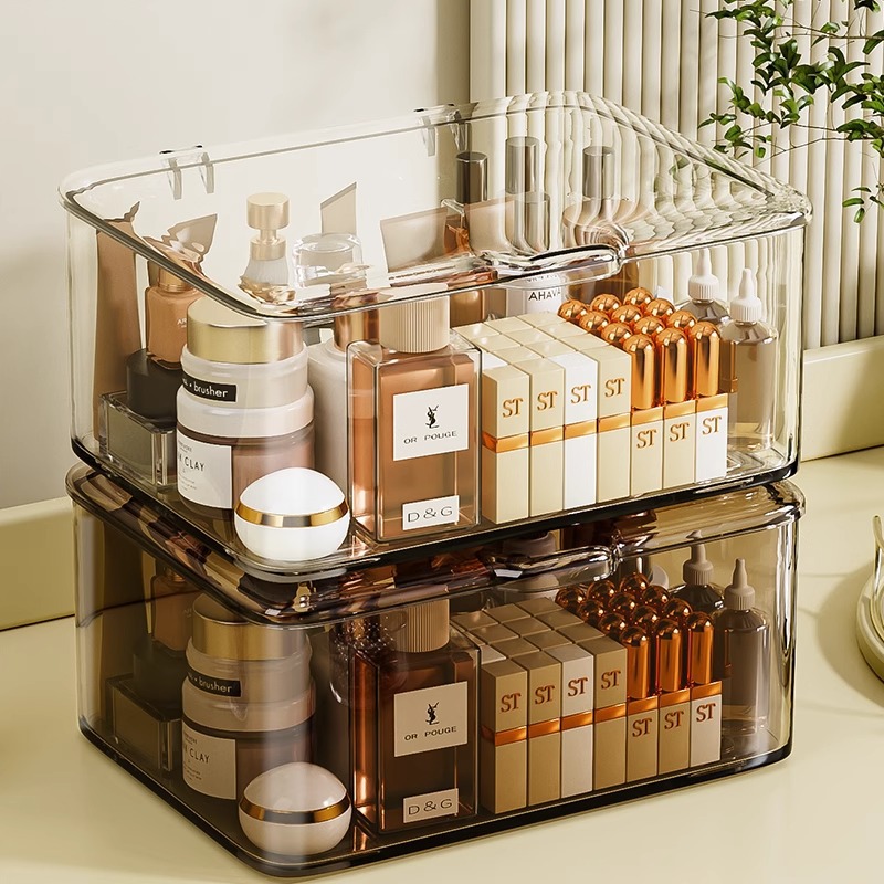 Miscellaneous Storage Box Desktop Dressing Table Skin Care Product Storage Rack Lipstick Organizer Household Dust-Proof Box with Lid