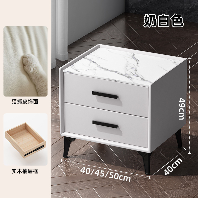 Mesa de cabezal de cama de madera sólida de corteza de roca simple gabinete de lado de la cama moderno pequeño gabinete de lujo pequeño almacenamiento dormitorio doméstico