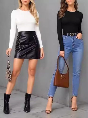 European and American tops, tight jumpsuits, female hotties, long-sleeved bullets, milk silk, women's triangular jumpsuits, sexy hotties,