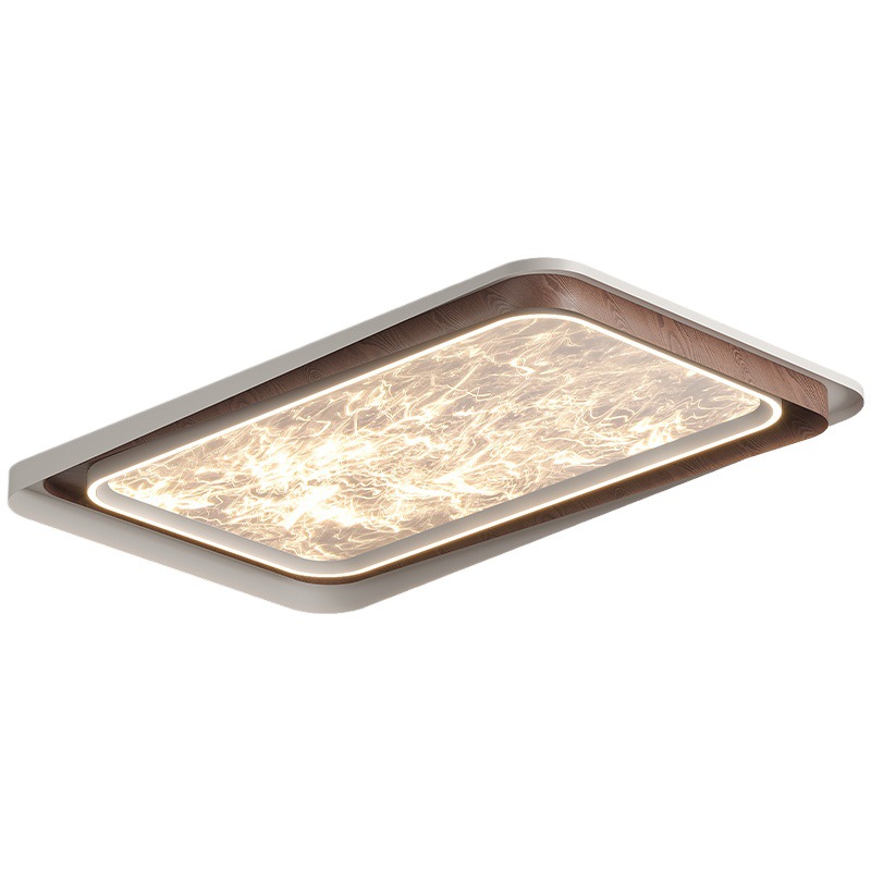 Lámpara de dormitorio de sala de estar de lujo ligero de estilo italiano, grano de madera, nube, acrílico, luz de techo anti-azul de espectro completo de alta gama