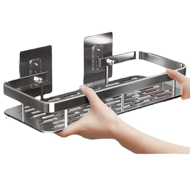 Baño Cocina rack de almacenamiento sin punzonado ventosa rack de almacenamiento rectangular sin costura