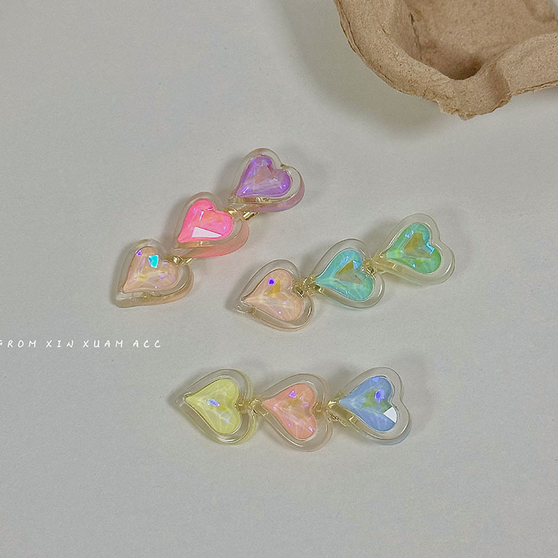 [Testreszabott feldolgozás] Nyári cukorka színű szív alakú kacsacsőrű hajtű, édes, a fej hátsó részén lévő oldalsó frufru_voghion.com