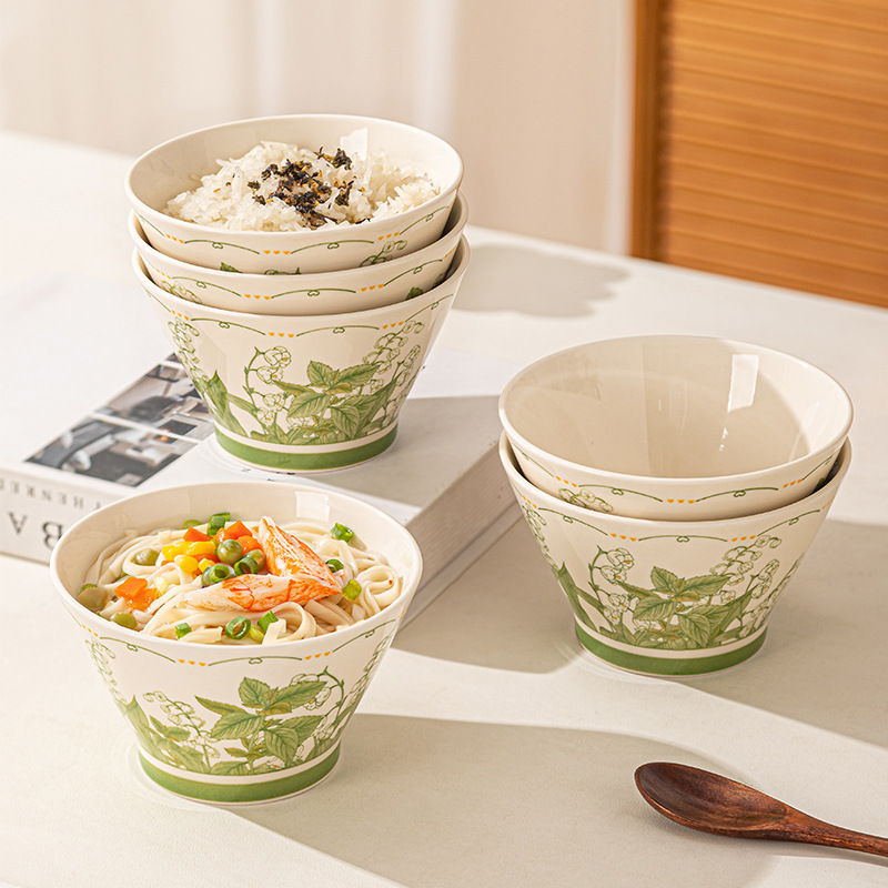 Minimalist Household Rice Bowl, Soup Bowl, Noodle Bowl Ceramic Tableware Set, Bowl and Plate Set, Household Underglaze Color Ceramic Bowl