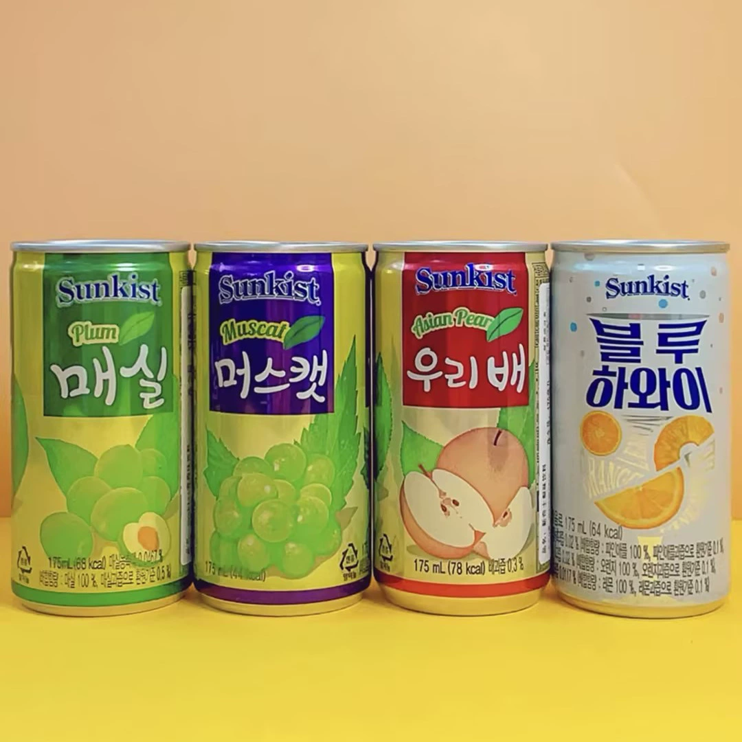 Южная Корея импортированная sunkist новаторский виноградный напиток фруктовый вкус напитки<консервированные> мини банки 175 мл