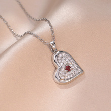 项链女 网红小红薯爱心时尚桃心红色锆石简约小众设计锁骨链批发