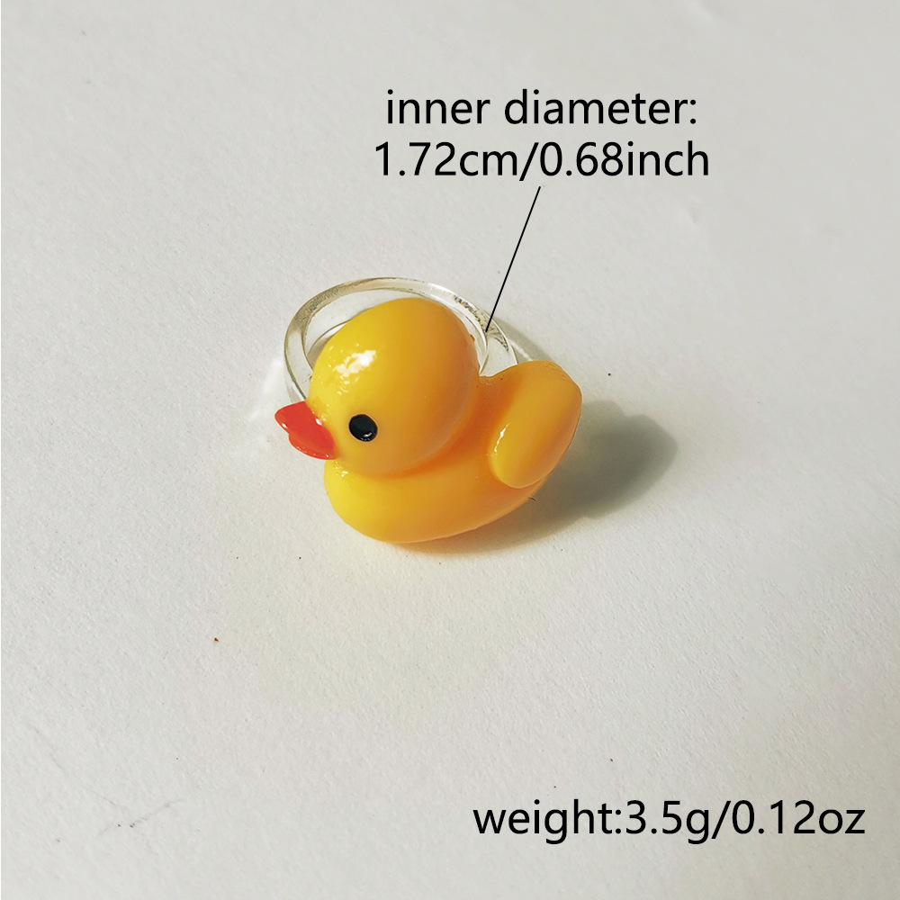 Wholesale  Cartoon Crown Cute Little Yellow Duck Cloud Multi-color Resin Ring display picture 20