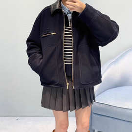 正确版现货原标MU家25Fw新款绣花毛呢棉服外套休闲百搭男女同款