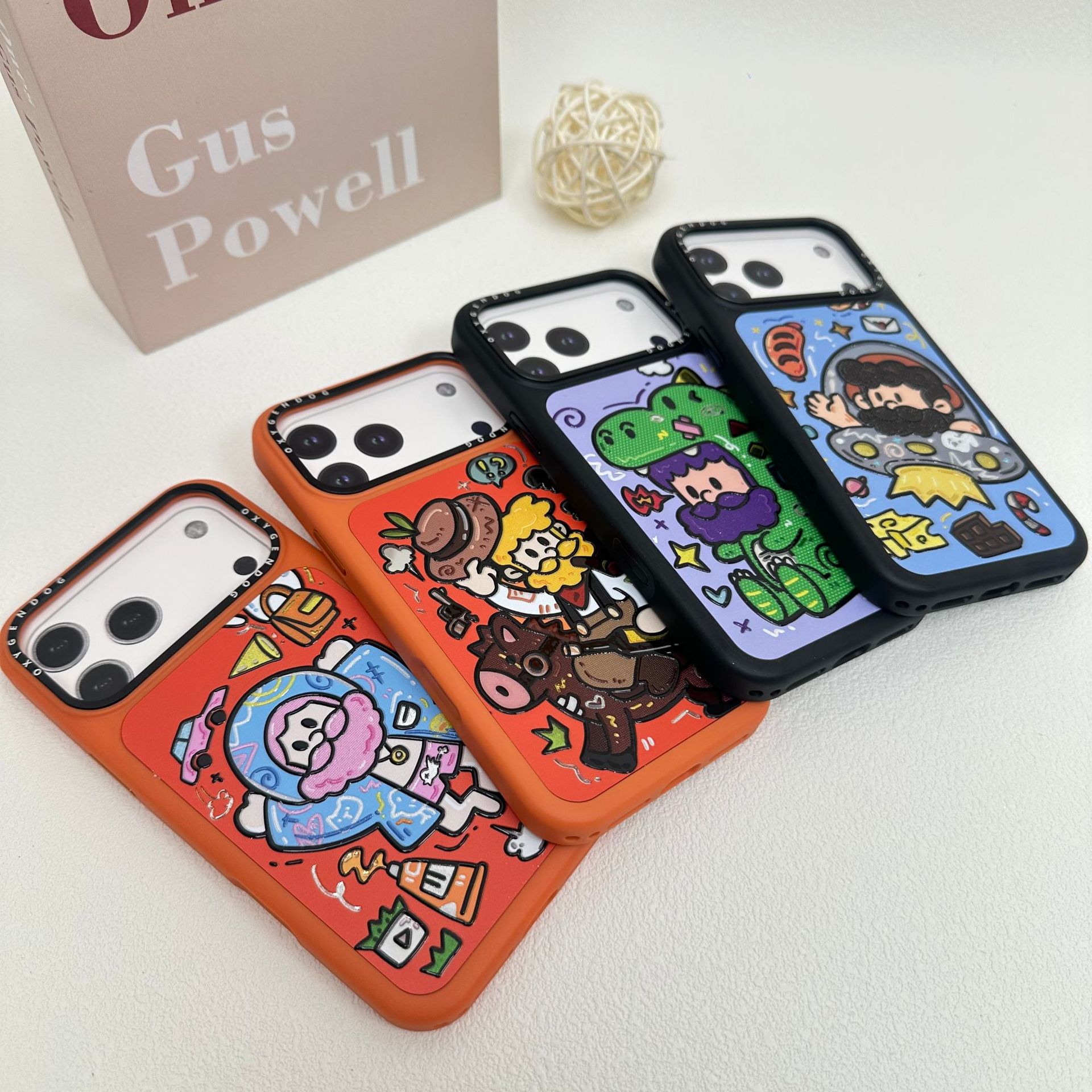Fashionable Brand Oxygen Dog Skin-Feel Embossed Series Cartoon Mr. Beard Suitable for Ip17Promax Mobile Phone Case Anti-Fall 16