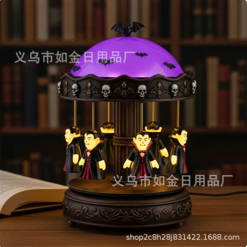 跨境新款Ghost Carousel Lights幽灵旋转木马灯万圣节室内装饰品|undefined