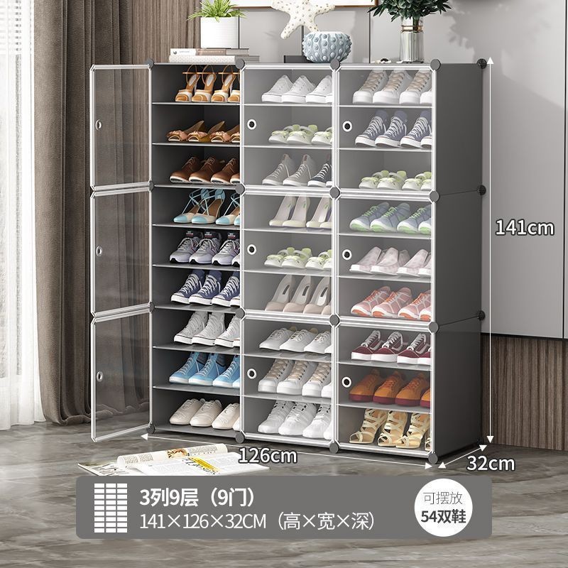 Estante de zapatos simple puerta doméstica multicapa de almacenamiento a prueba de polvo interior nuevo tipo 2026 alquiler transparente gabinete de zapatos de plástico