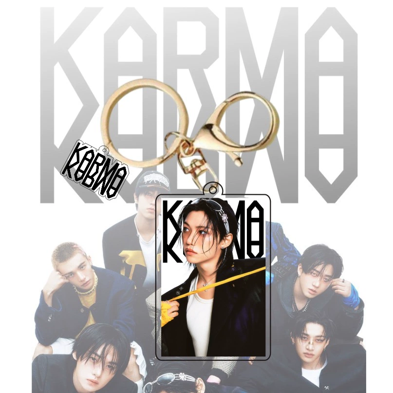Акриловый брелок STRAY KIDS KARMA, 42×65 мм, золотое кольцо, коллекционный