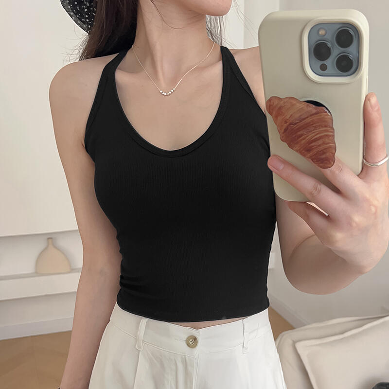 露出防止ノースリーブ、副乳収縮、ノンワイヤー、甘辛美背中ブラ、オールインワン下着、女性用ホルターネックキャミソール|undefined