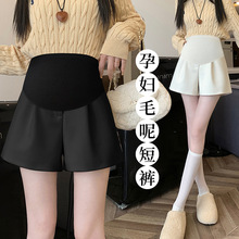 孕妇装2025秋冬新款毛呢外穿阔腿短裤休闲百搭孕妇靴裤A字裤