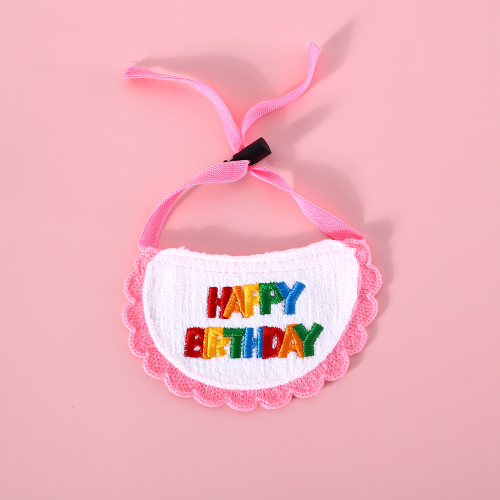 Cumpleaños para gatos y perros, vestido de fiesta bordado, brazo, sombrero de cinco puntas, lindo conjunto de toallas de saliva para mascotas, toallas de cabeza