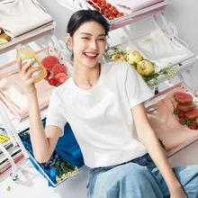 夏日凉感 8A级150S桑蚕丝铜氨醋酸冷皮女T恤 丝滑透气圆领V领短袖