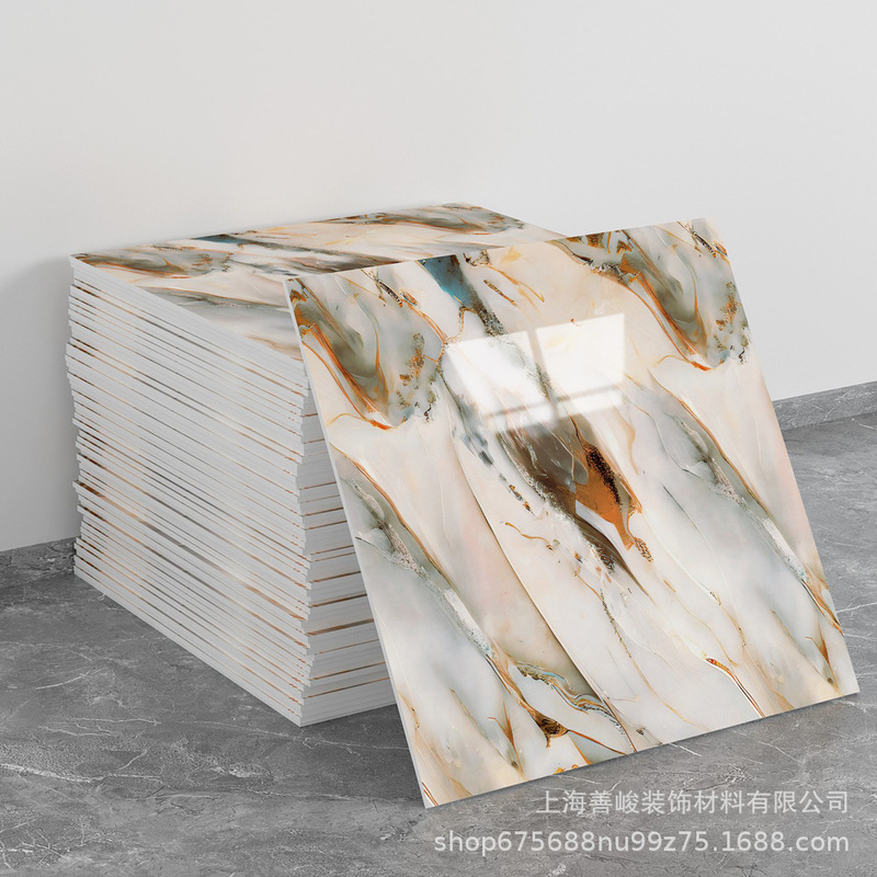 跨境出口批发30*30cm 仿瓷砖大理石纹自粘墙壁纸护墙板铝塑板贴纸|undefined