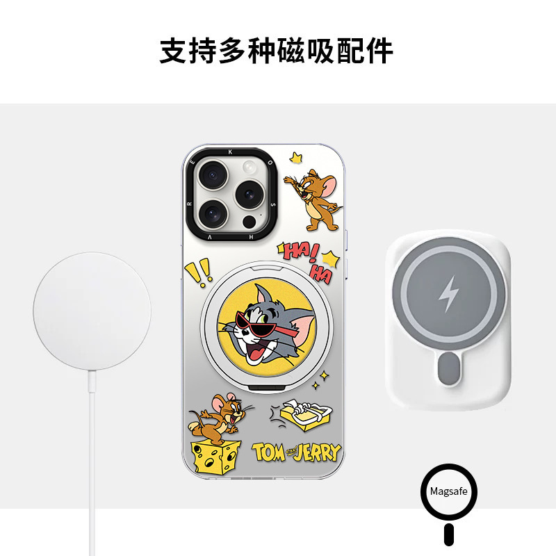 トムとジェリー磁気ホルダー Apple 16 ポイント携帯電話ケース 13pro Huawei 15 漫画 14max カップルに適しています|undefined
