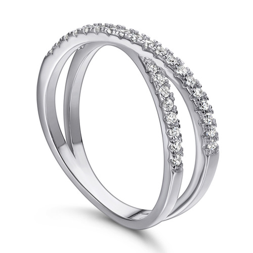 Tonglin jewelry letter s925 sterling silver ring women's fashion European and American double row diamond zircon accessories index finger ring wholesale