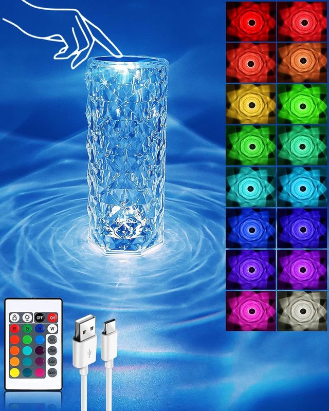 創意的なバラの水晶の電気スタンドのベッドのヘッドライトの充電の小さい夜の明かりの雰囲気の明かりの寝室のアメリカ式の軽い贅沢な装飾のバーの明かり|undefined