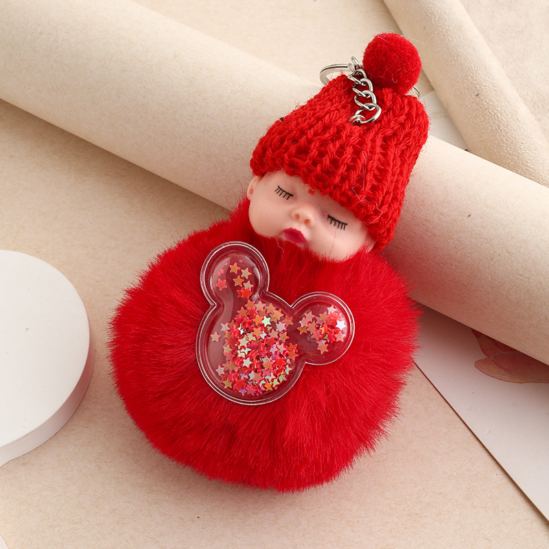 Amor dorado muñeca de sueño imitación de conejo bola de pelo colgante lindas bolsas escolares colgantes para niñas joyas de peluche llaveros