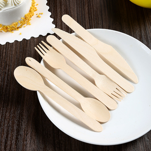 Biodegradable individually packaged disposable wooden cutlery spoon cake dessert spoon ice cream spoon commercial lettering