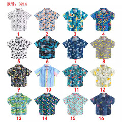 新款夏季男童嬰幼童休閒百搭多色印花時尚短袖寶寶薄款短袖襯衫