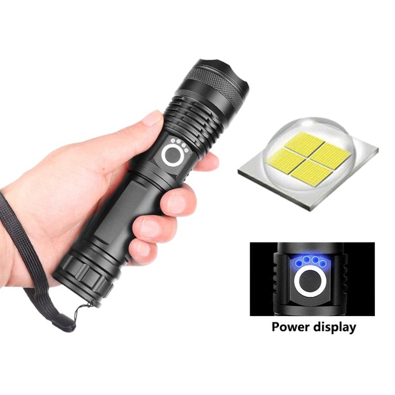 Linterna p50 Transfronteriza de Alta Potencia, Recargable, de Aleación de Aluminio, p70, Súper Brillante para Exteriores, Multifuncional con Zoom, Venta al por Mayor