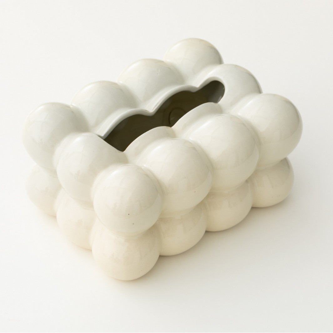 北欧風マシュマロセラミックティッシュボックス、クリエイティブなリビングルームのコーヒーテーブル装飾、軽奢なティッシュボックス飾り