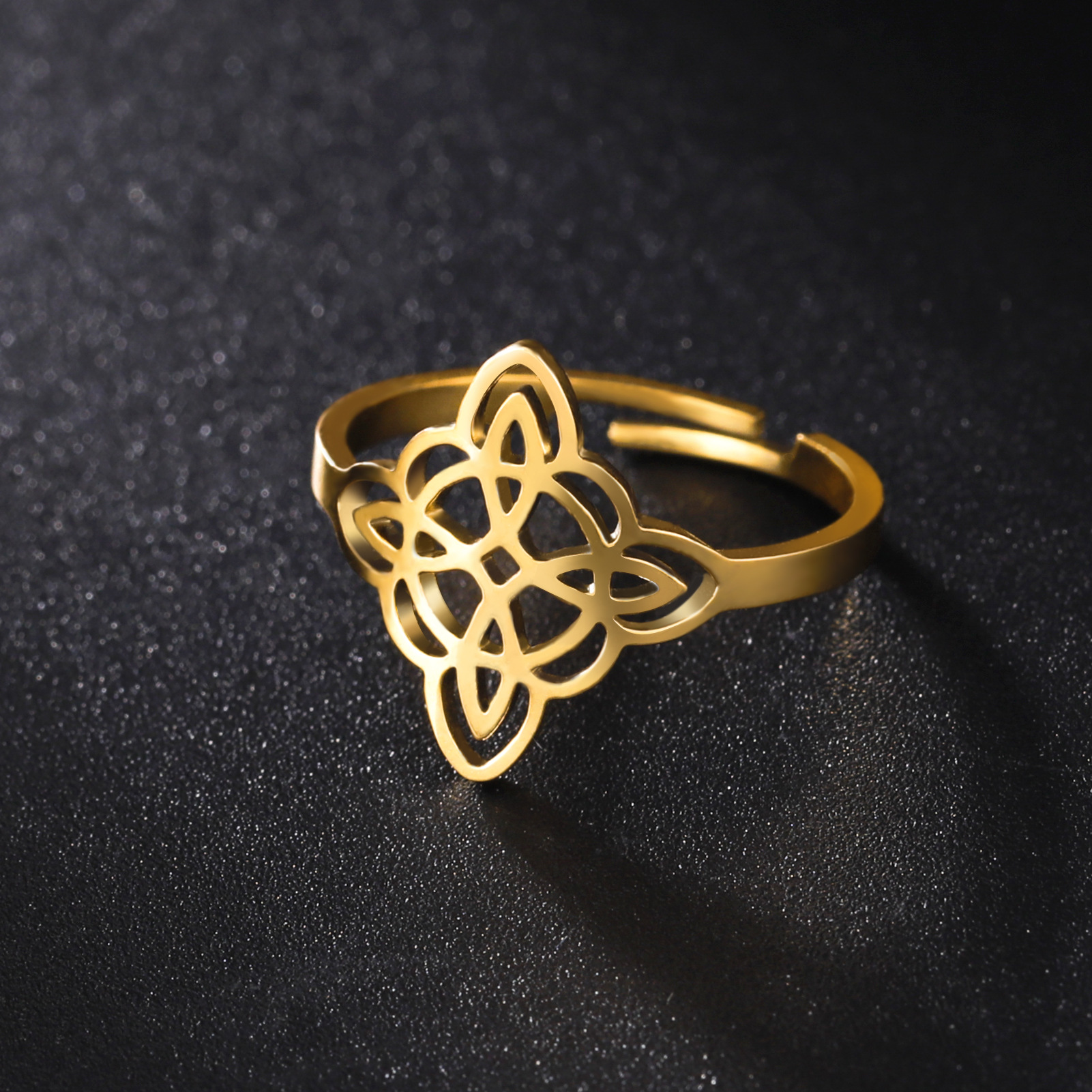 304 Stainless Steel Material Wholesale Jewelry Simple Style Witches Knot Solid Color 304 Stainless Steel Plating Rings