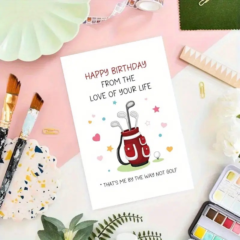 跨境希音temu趣味生日贺卡幽默生日问候卡卡通高尔夫图案表达祝福|undefined
